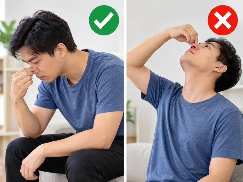 Không ngửa đầu ra sau khi chảy máu cam để tránh máu chảy xuống họng