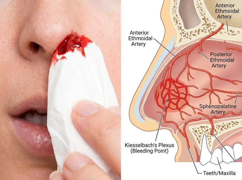Chảy máu cam xảy ra khi các mạch máu nhỏ bên trong vùng niêm mạc mũi bị vỡ